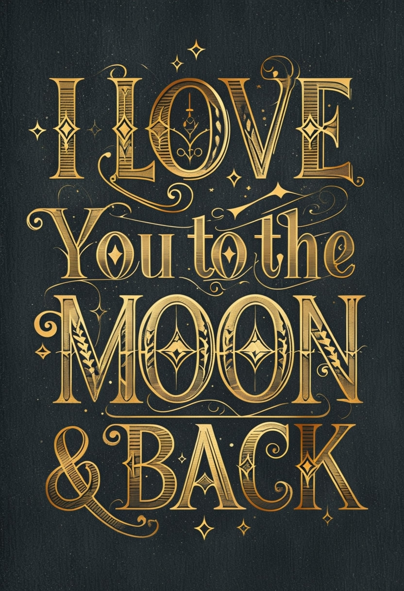 Elegant Vintage "I LOVE You to the MOON & BACK" Artwork Poster