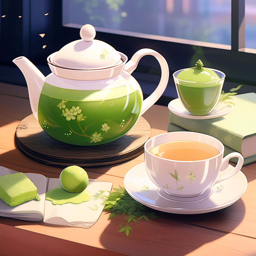 Japanese teapot matcha anime with aesthetic realistic by Eleena Rout ...