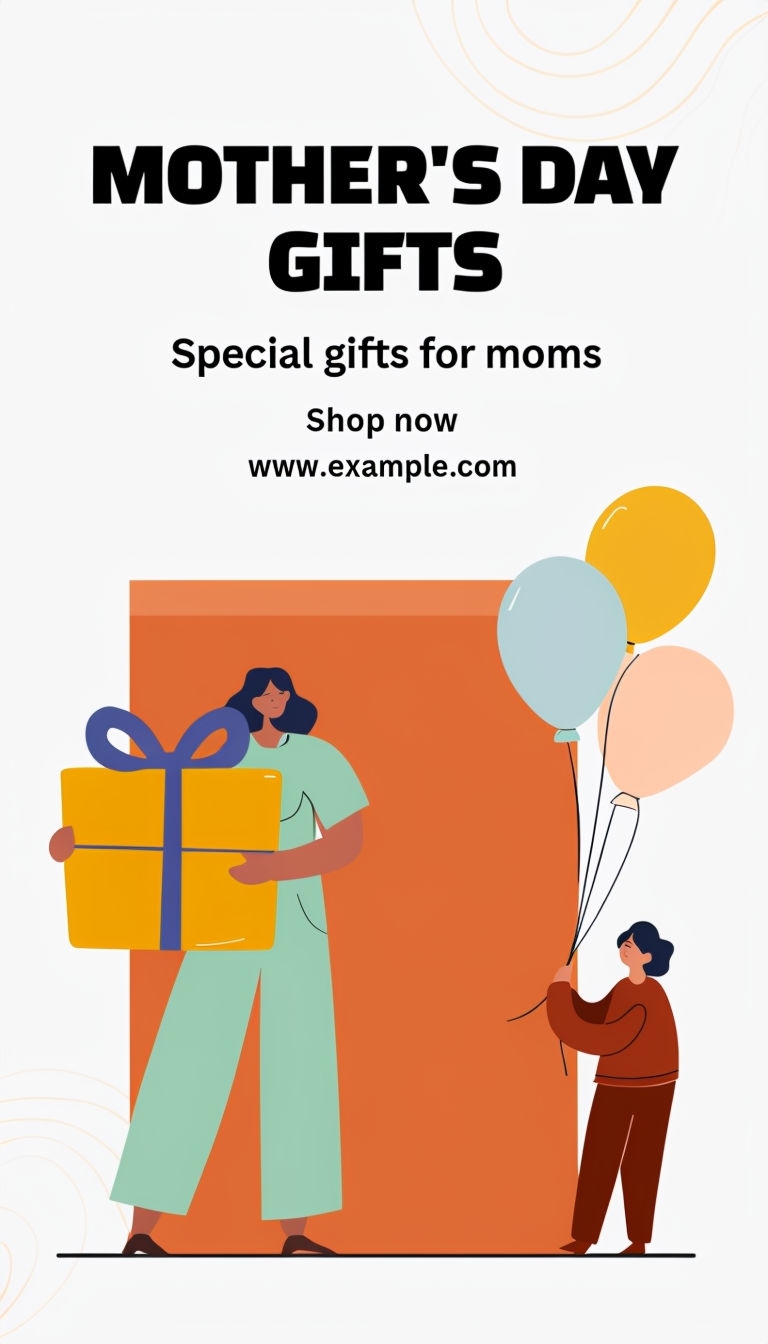 Cheerful Mother's Day Gifts Promotional Advertisement Design Ads