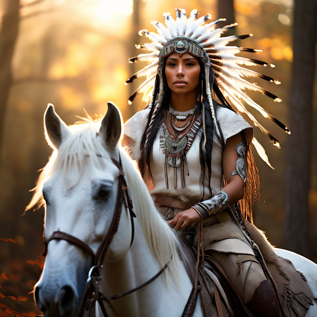 sexy female native american on horse