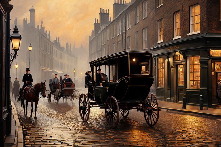 19th century London street scene in Victorian England by gumsuna