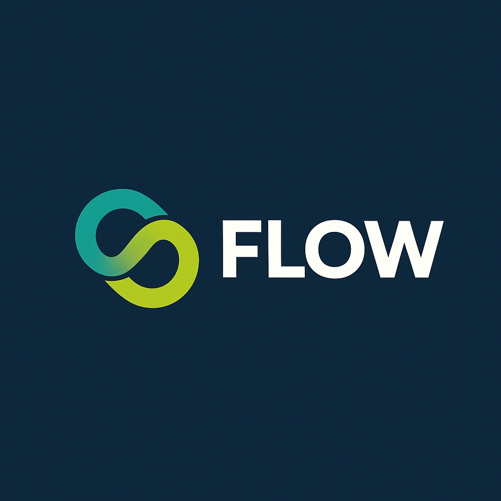 Modern Minimalist Flow Logo with Teal and Lime Green Elements