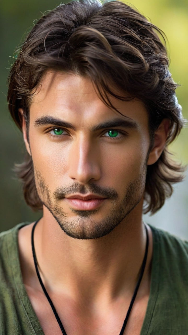 Handsome Brunette Man Green Eyes