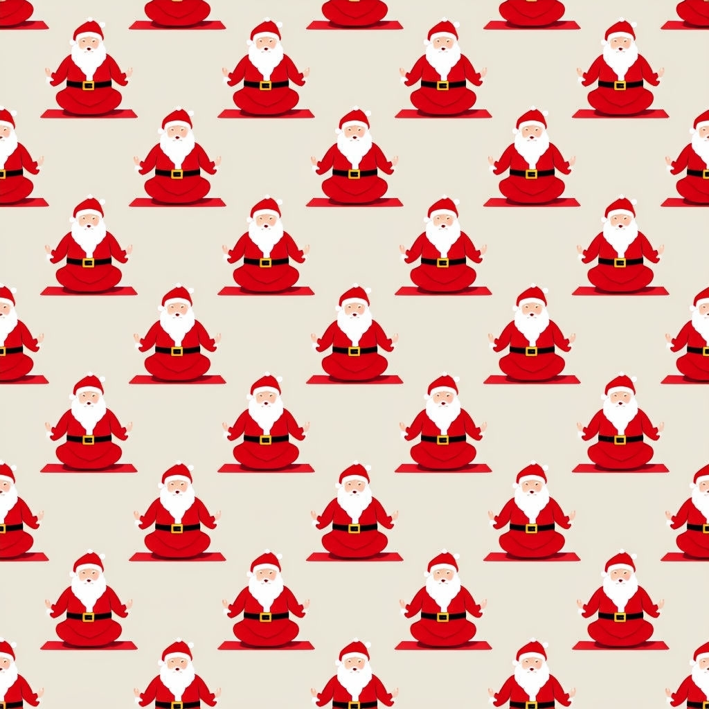 Whimsical Santa Yoga Cartoon Pattern for Holiday Decor Seamless Pattern