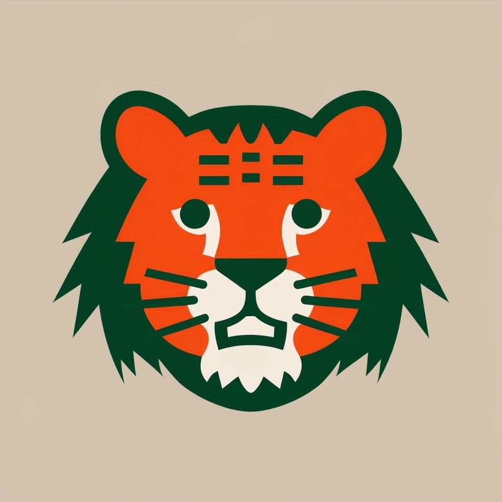 Stylized Minimalist Tiger Face Illustration T-Shirt