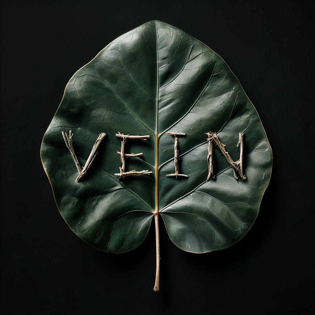 Dark Green Leaf with Engraved "VEIN" Motivational Art Spotify Album Cover