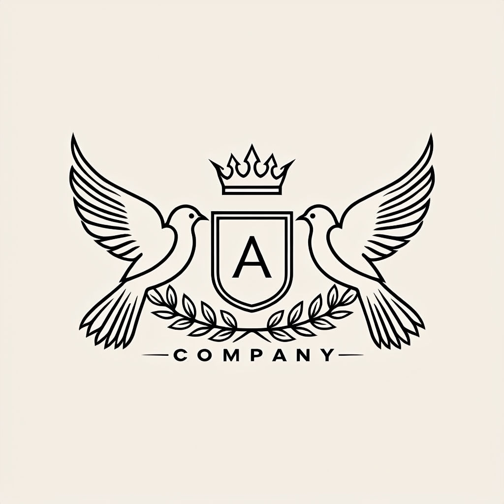 Elegant Minimalist Bird Logo with Shield and Crown Design