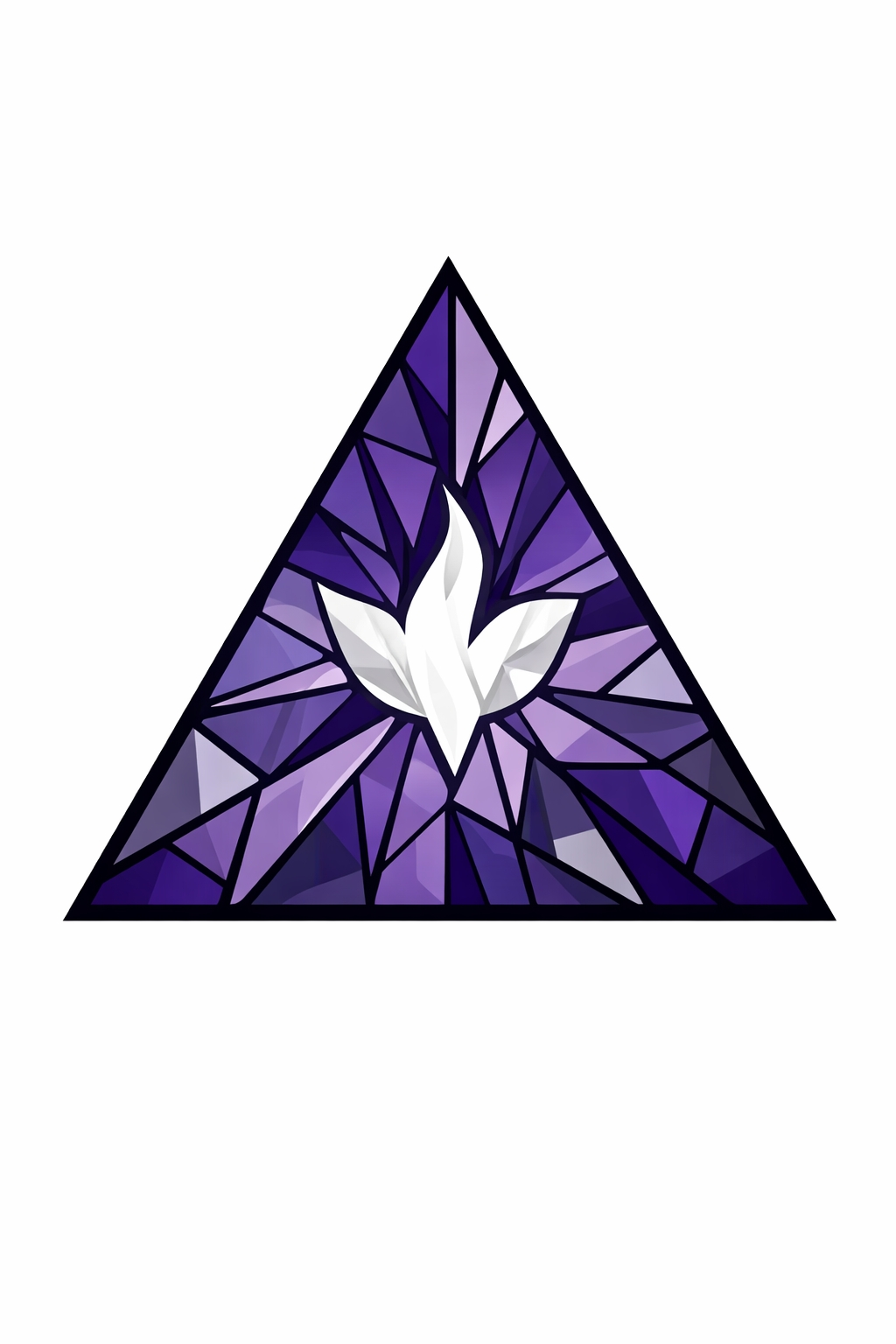 Mystical Purple Mosaic Triangle with Feather Illustration Art