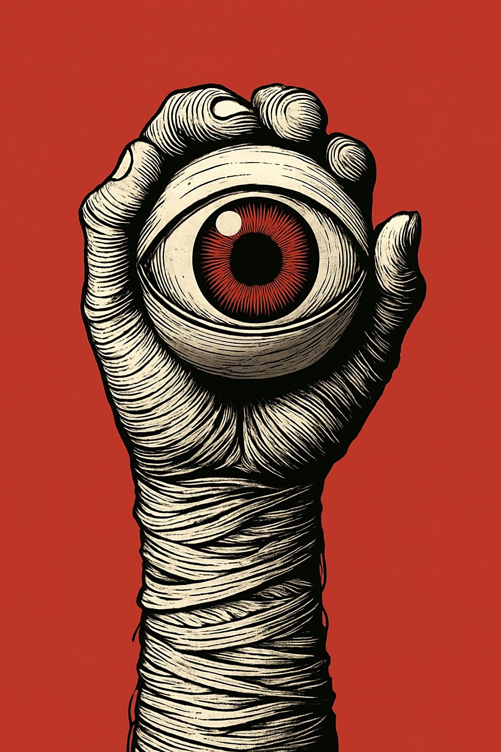 Surreal Hand with Eye Illustration Art T-Shirt