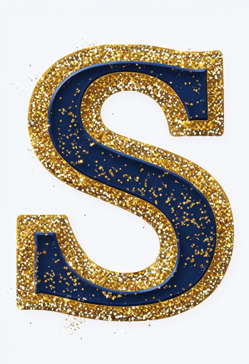 Festive Gold Glitter Letter S Digital Art Design Monogram