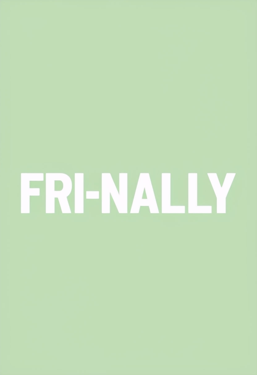 Minimalist FRI-NALLY Text Design on Pale Green Background Poster