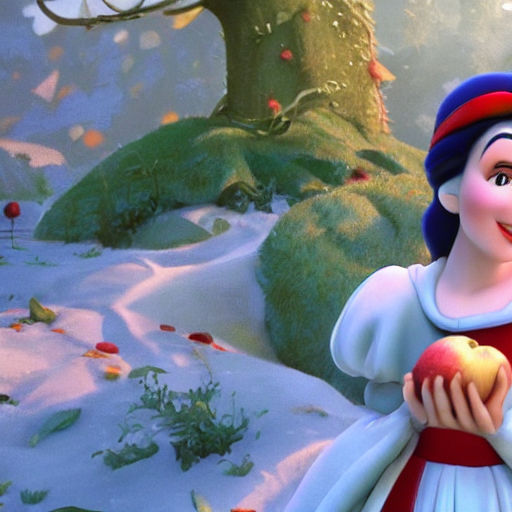 Snow White eating an apple in pixar style by erik cobaseo Playground