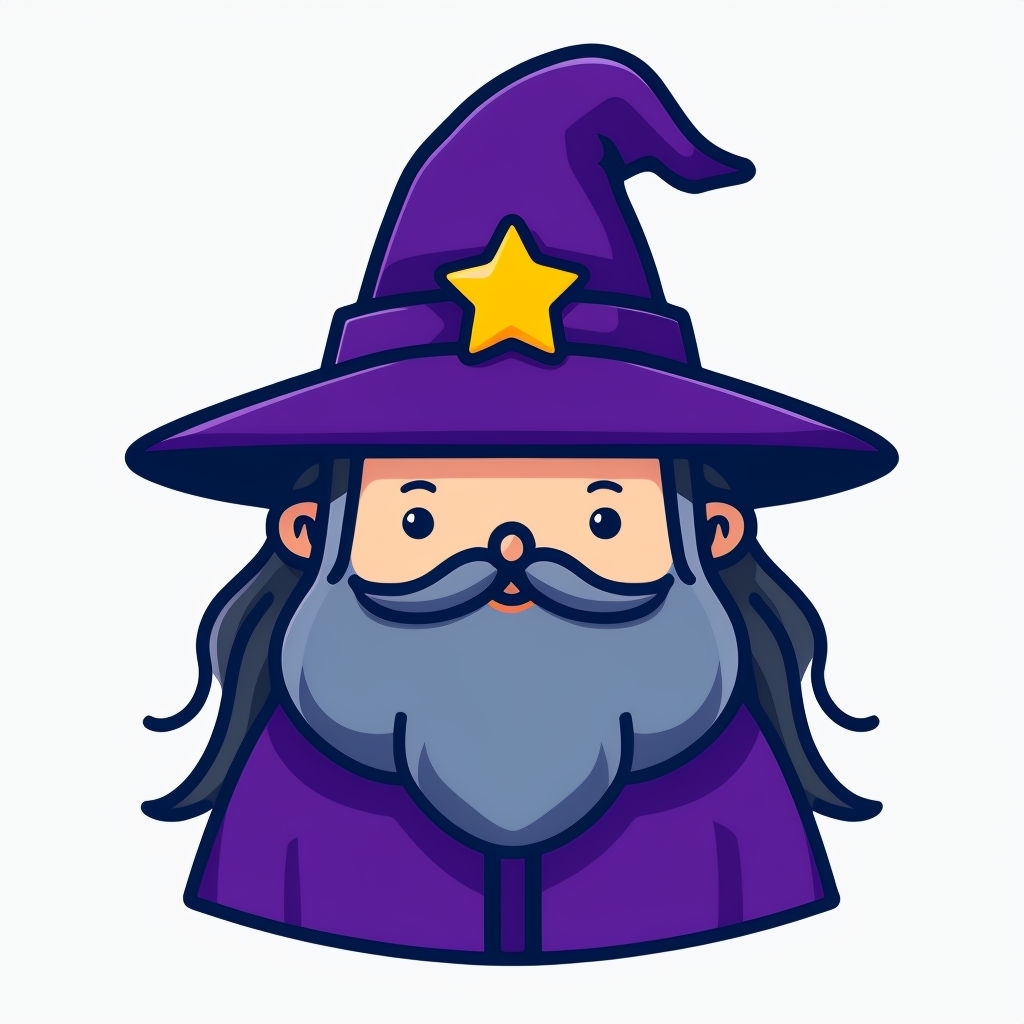 Whimsical Cartoon Wizard Character Illustration Sticker