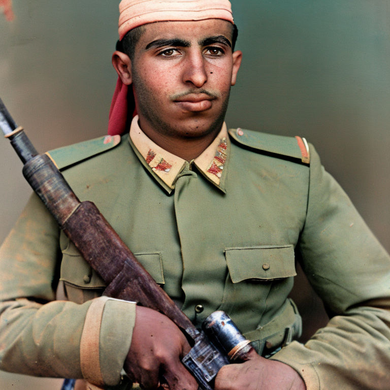 A high-quality photo of a Moroccan soldier at the age of 28 by Ahmed ...