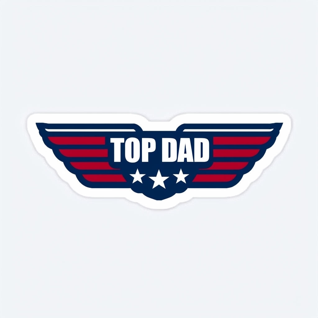 Top Dad Bold Winged Emblem Sticker Design for Father's Day