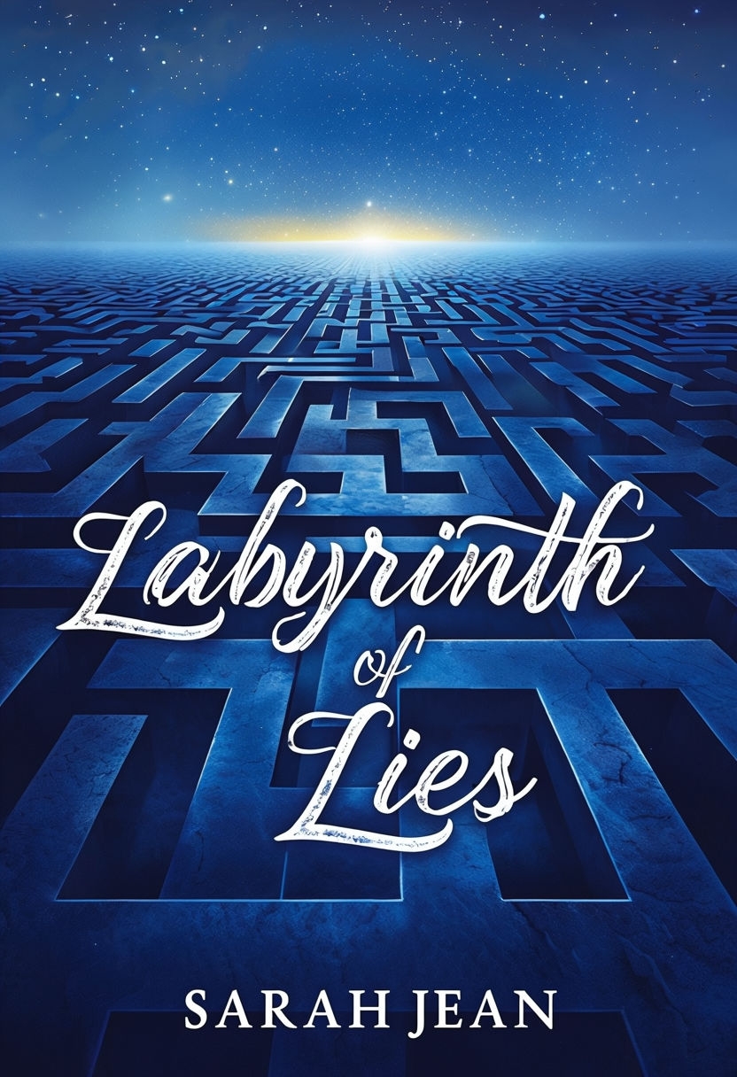 Intricate Midnight Blue Labyrinth of Lies EBook Cover