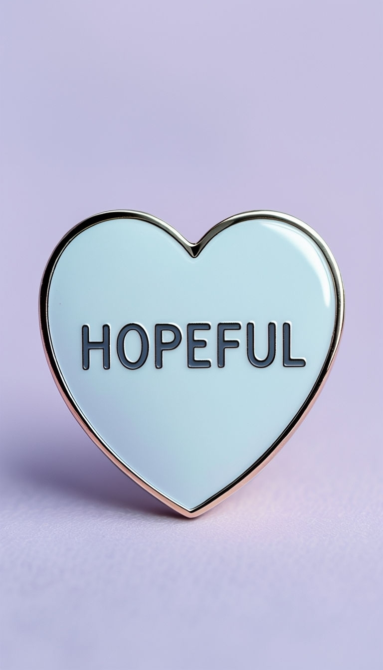 Minimalist Heart-Shaped HOPEFUL Enamel Pin Photograph Phone Case Cover