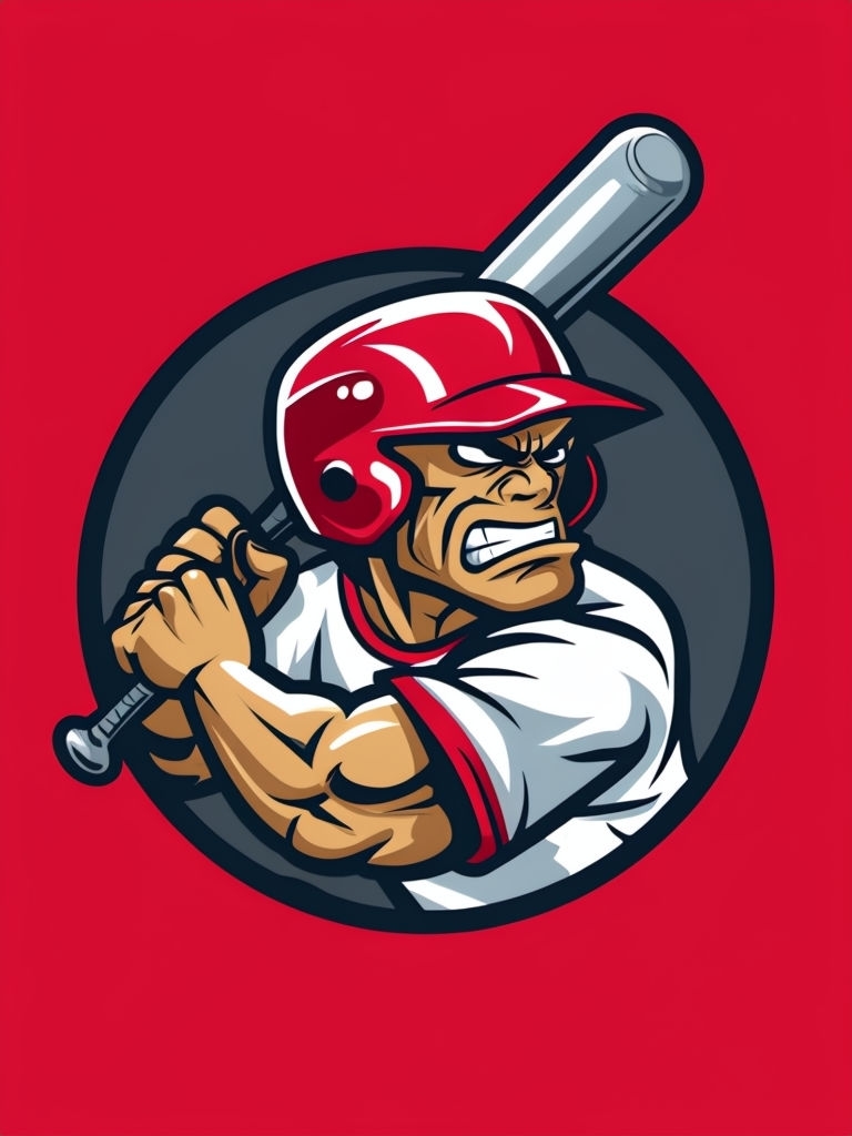 Muscular Cartoon Baseball Player Illustration T-Shirt