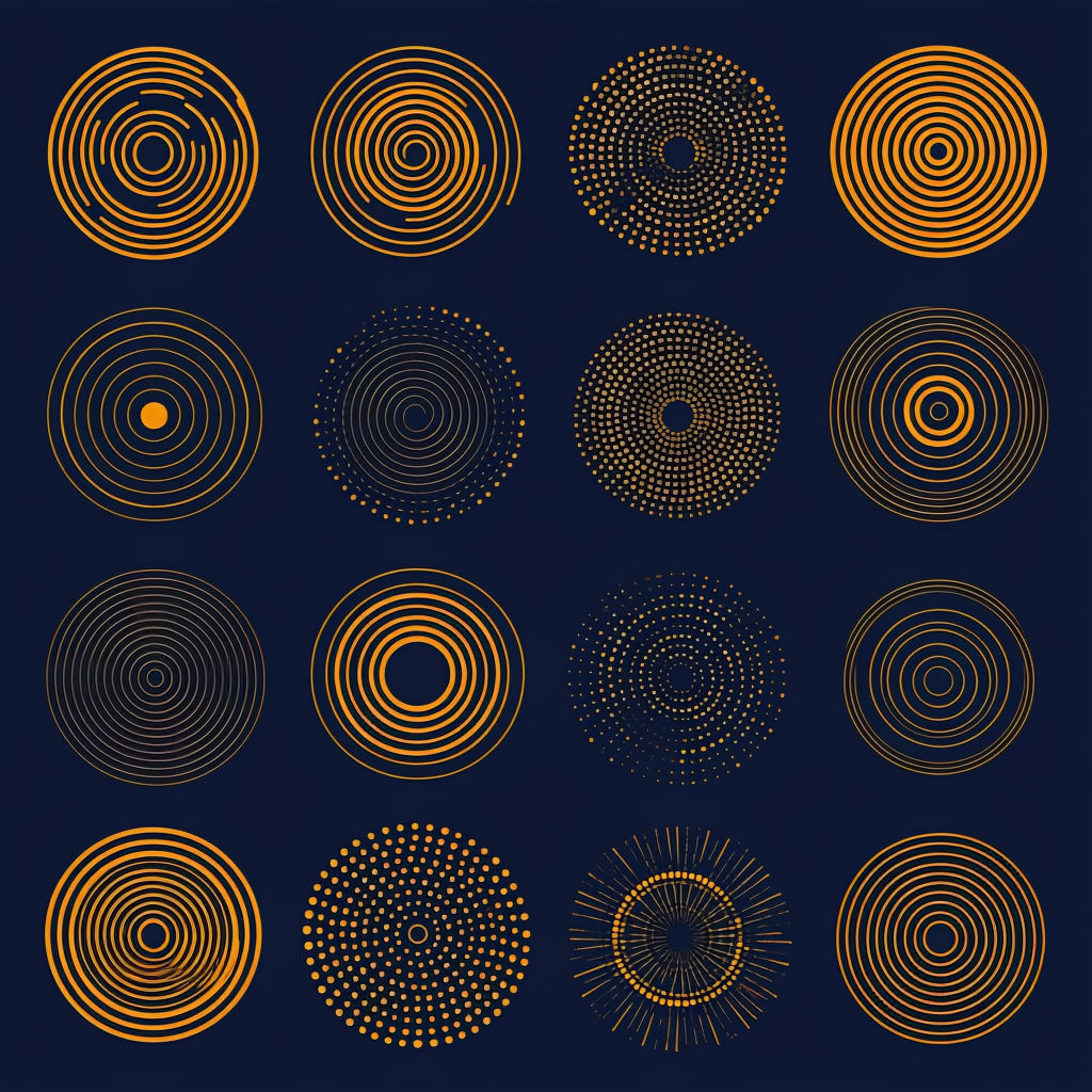 Amber Concentric Circles Seamless Pattern 