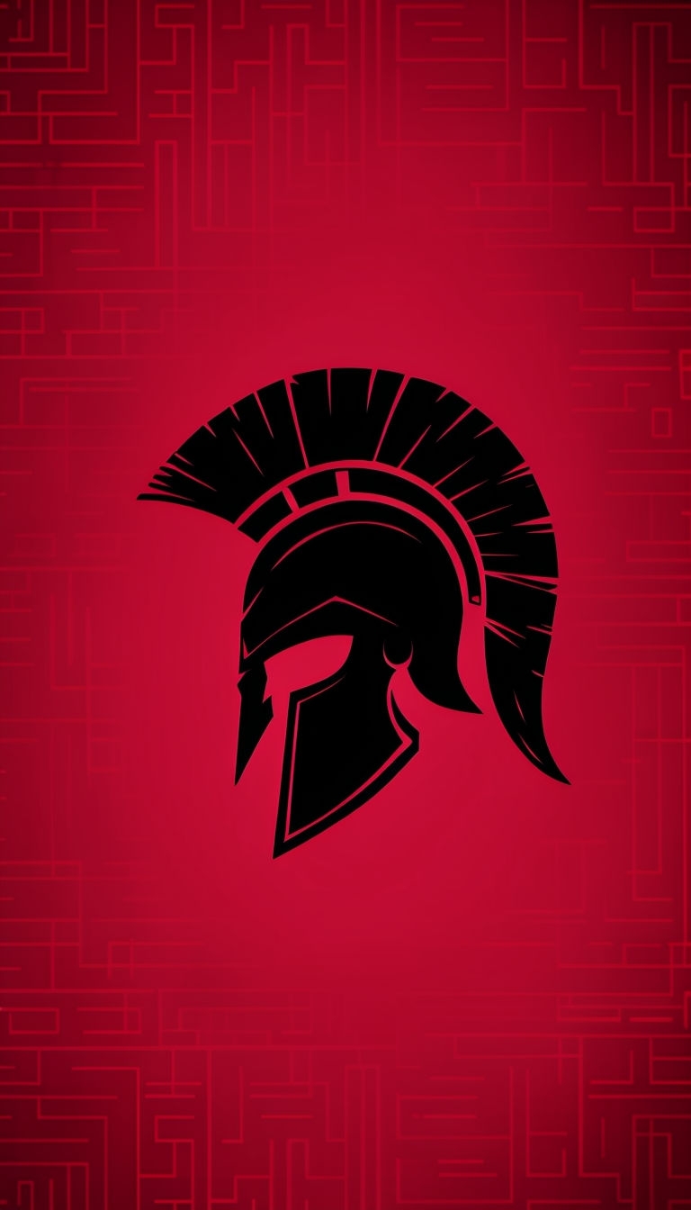Bold Black Spartan Helmet on Crimson Background Phone Case Cover