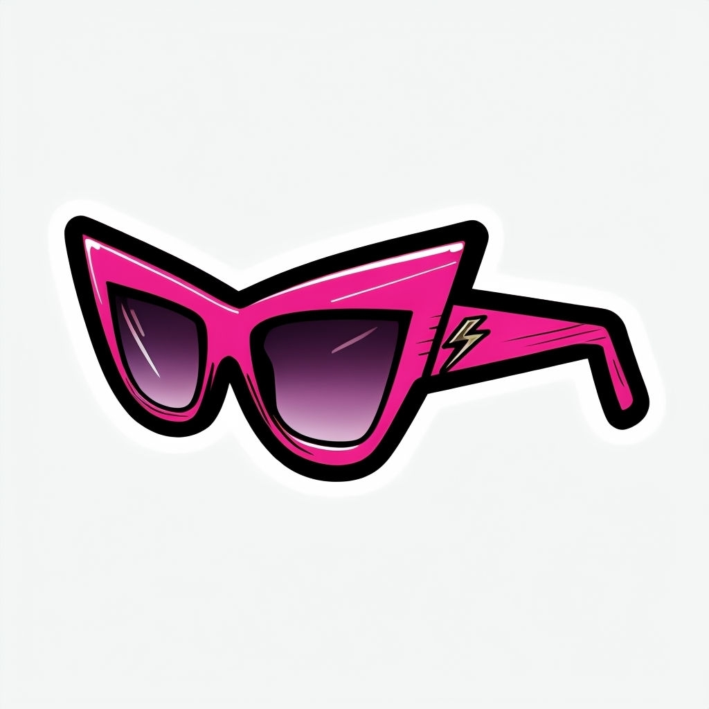 Bold Hot Pink Cat-Eye Sunglasses Retro 90s Style Sticker
