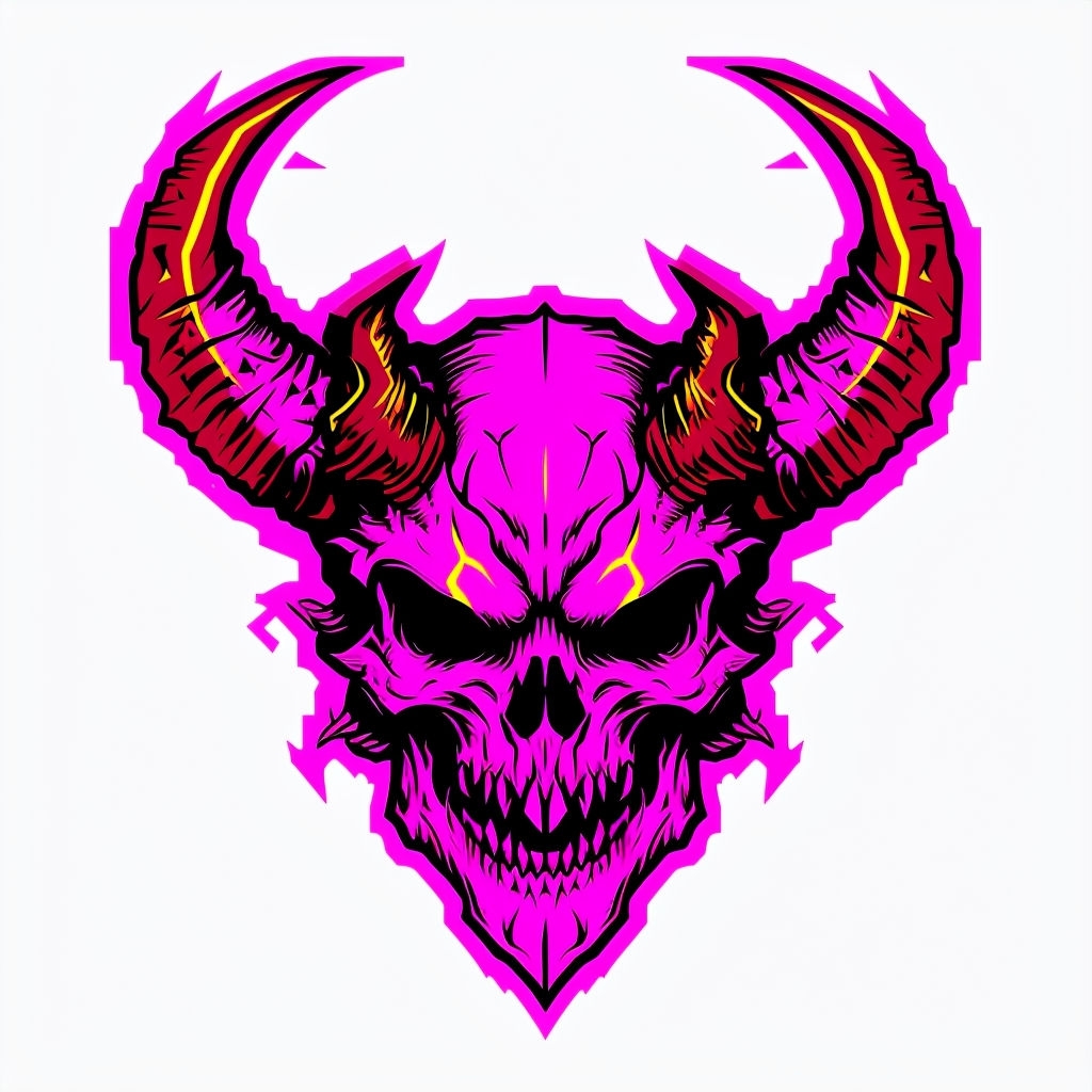 Vibrant Demonic Skull with Horns Artistic Hat Design