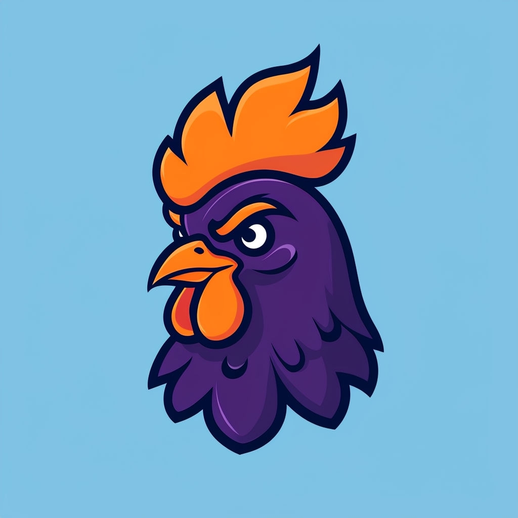 Playful Cartoon Rooster Head Illustration Sticker