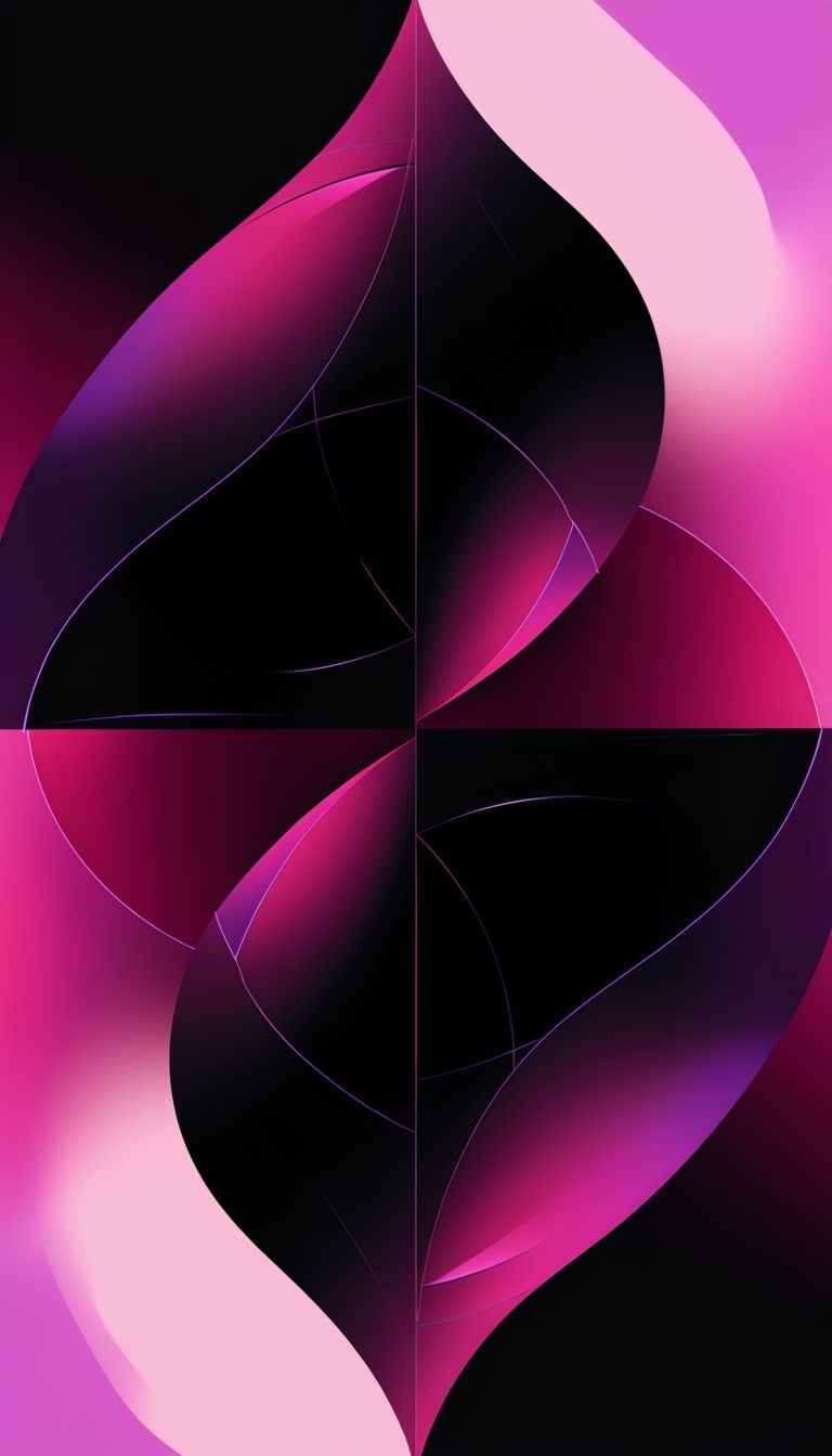 Vibrant Abstract Geometric Artwork in Magenta and Black Mobile Wallpaper
