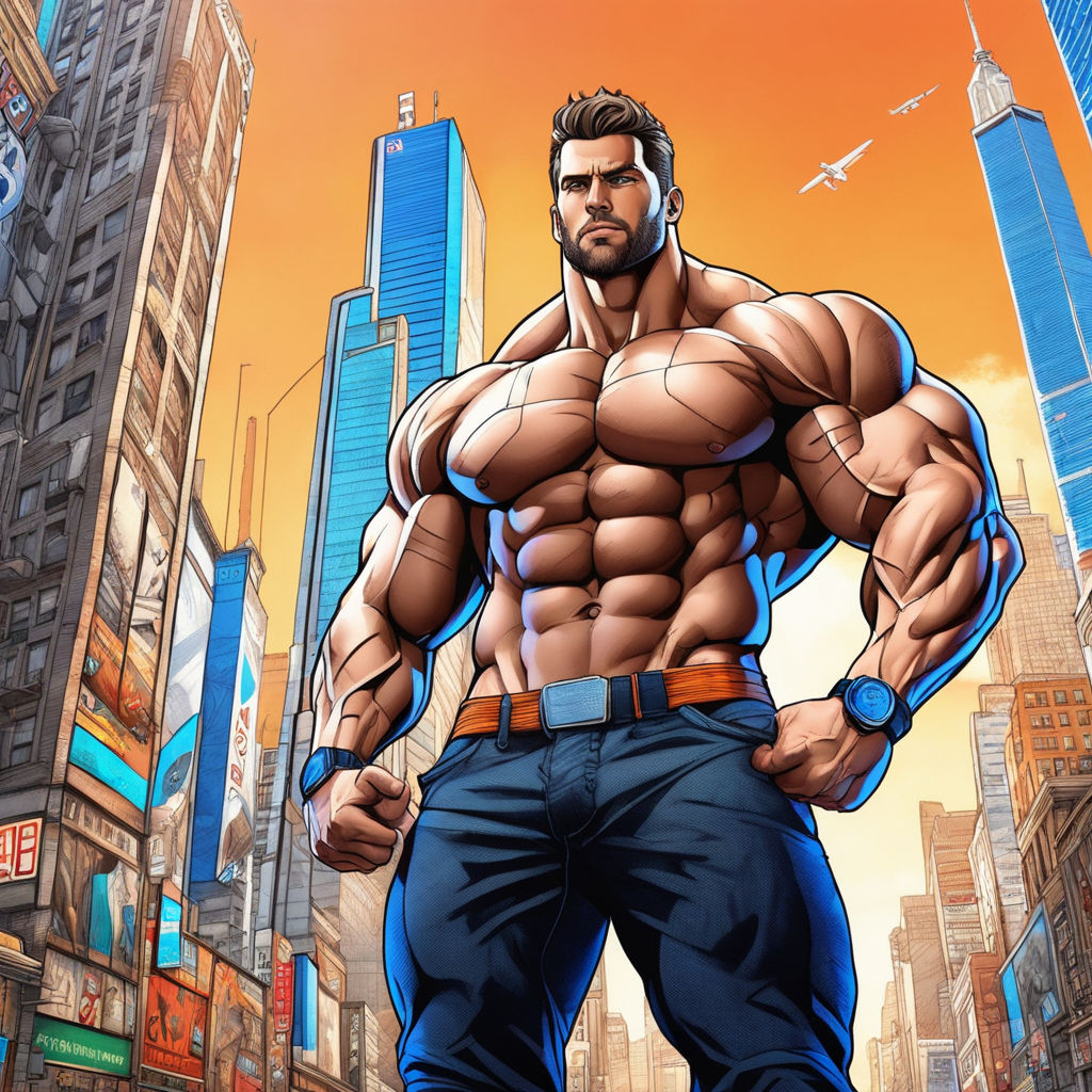 Big muscular man bara anime