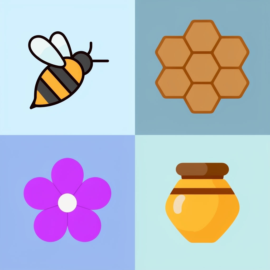 Playful Cartoon Bee and Flower 2x2 Grid Seamless Pattern