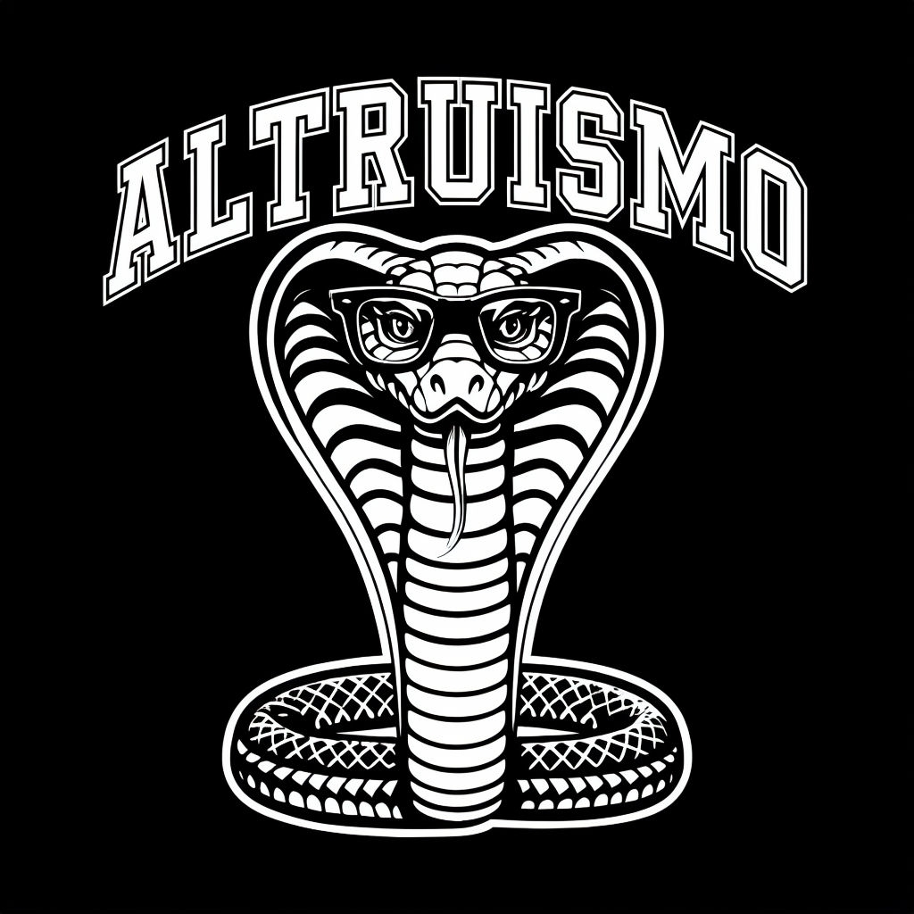 Stylized Black and White Cobra Design with Glasses T-Shirt