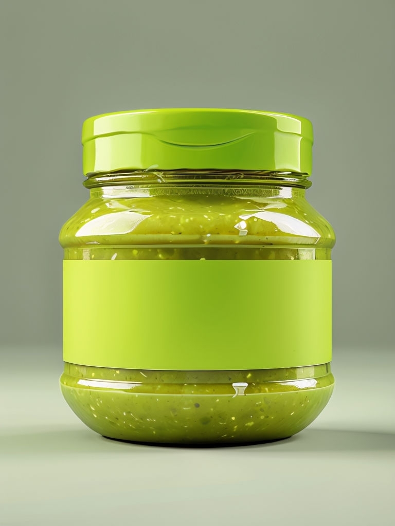 Vibrant Lime Green Jar Mockup for Premium Salsa Design Mockup