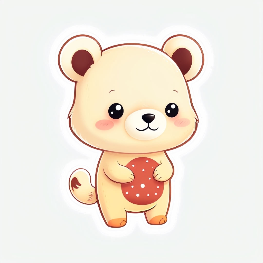 Adorable Cartoon Bear Character Sticker Design for Cute Lovers