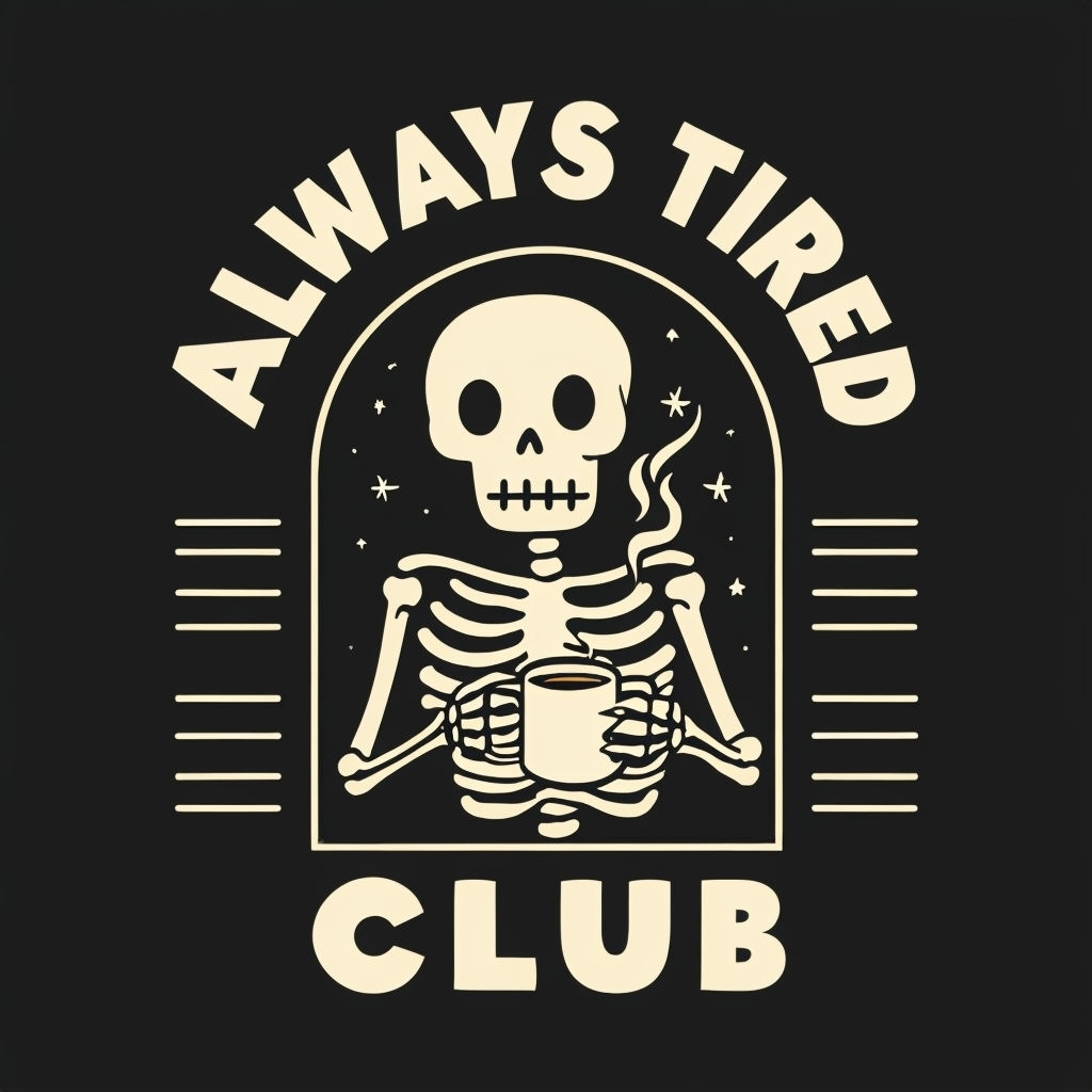 Always Tired Coffee Skeleton Graphic T-Shirt