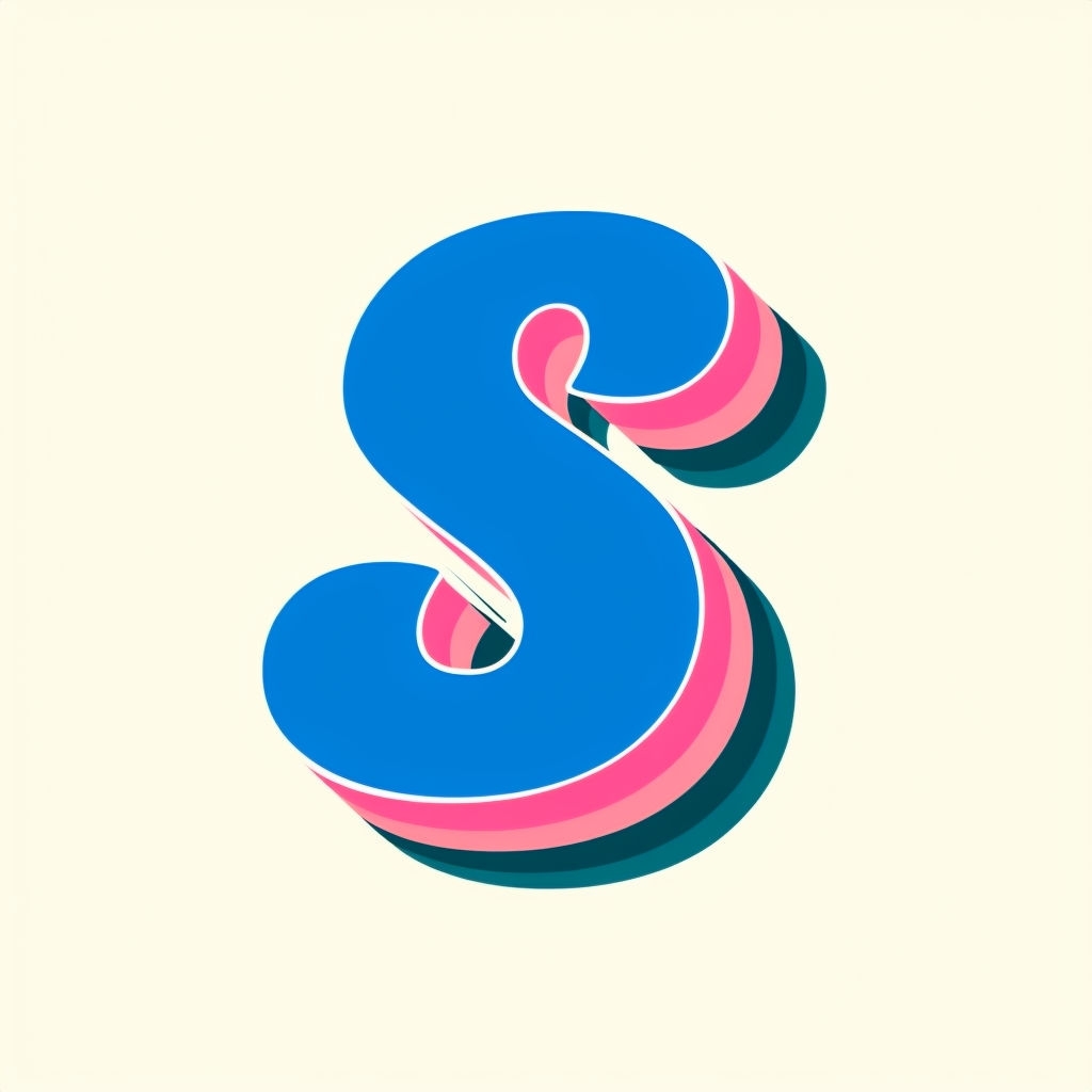 Modern Retro Script S Monogram Logo Design in Bold Colors Monogram