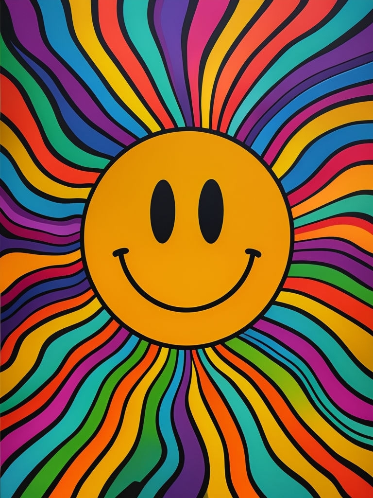 Psychedelic Smiley Face Vivid Artwork T-Shirt
