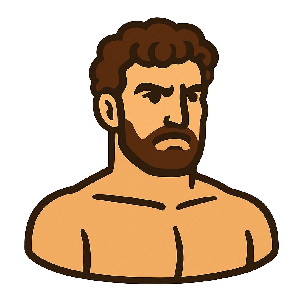 Stylized Intense Male Figure Digital Illustration Sticker