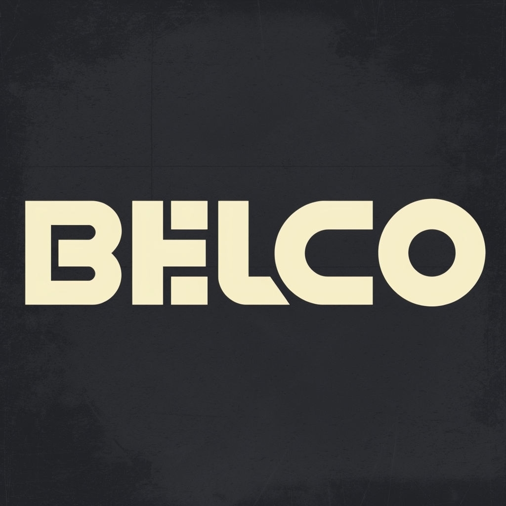Modern Minimalist BELCO Logo Design on Dark Gray Background