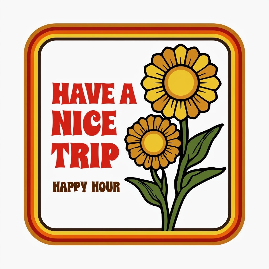 Retro Inspired Have a Nice Trip Sunflower Sticker