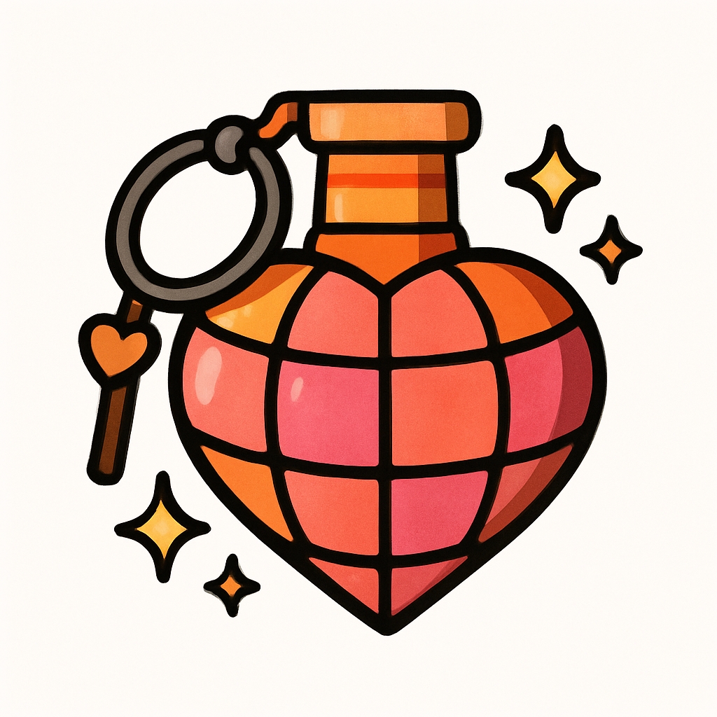 Vibrant Heart-Shaped Perfume Bottle Cartoon Illustration Sticker