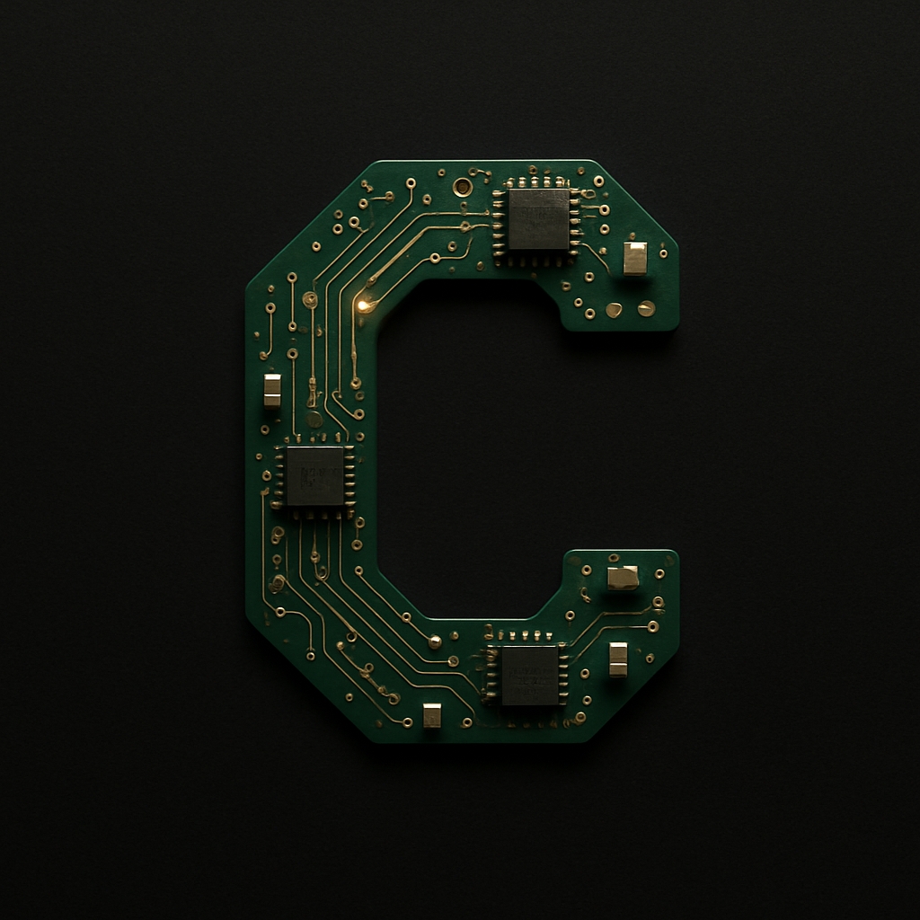 Green Circuit Board Shaped Letter C Design Poster Monogram