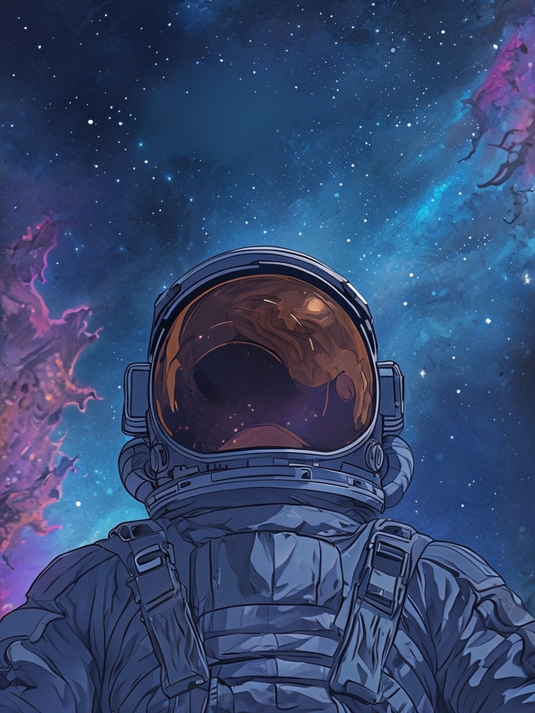 Astronaut in Space with Colorful Nebulae Mobile Wallpaper