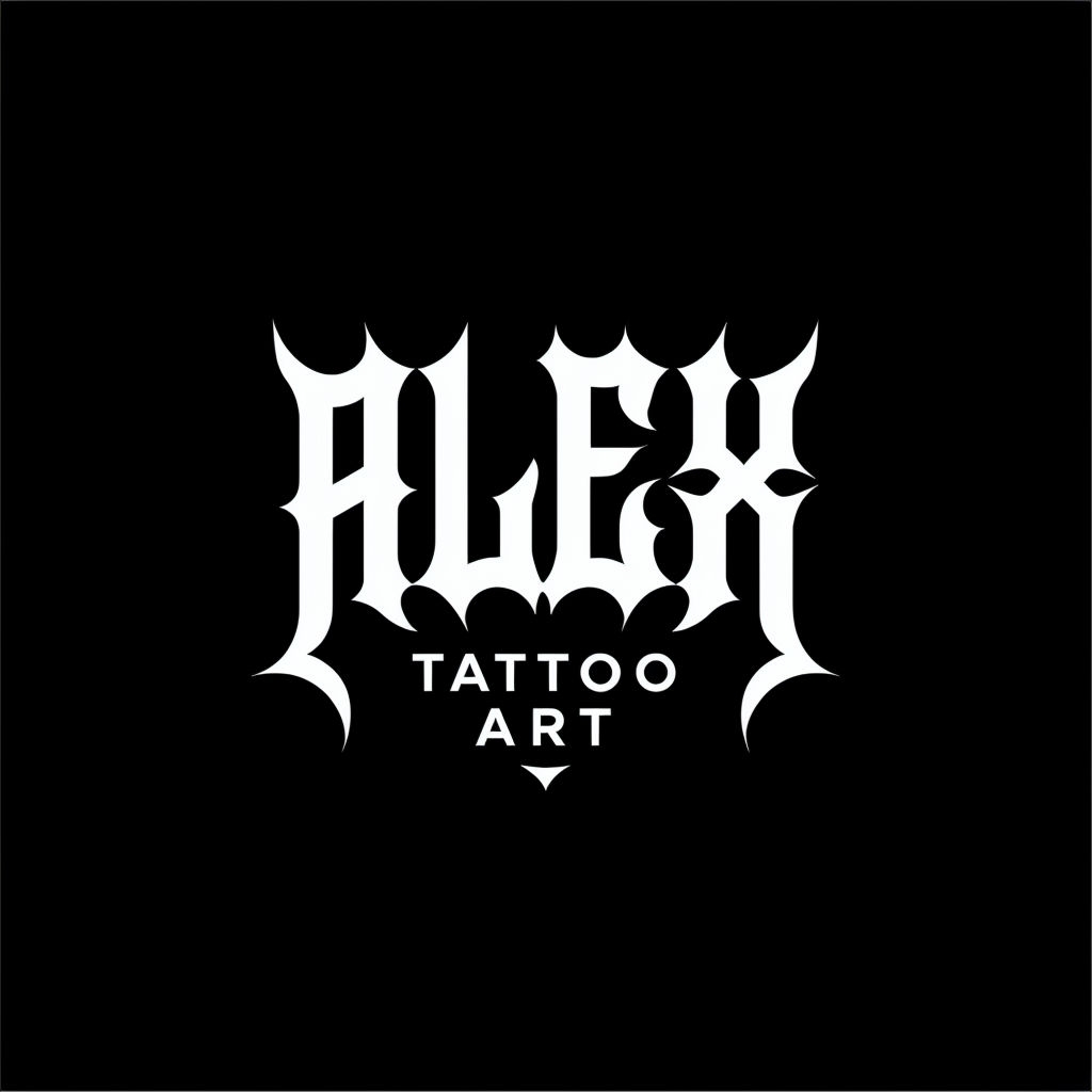 Gothic Style ALEX Tattoo Art Logo Design for Hats