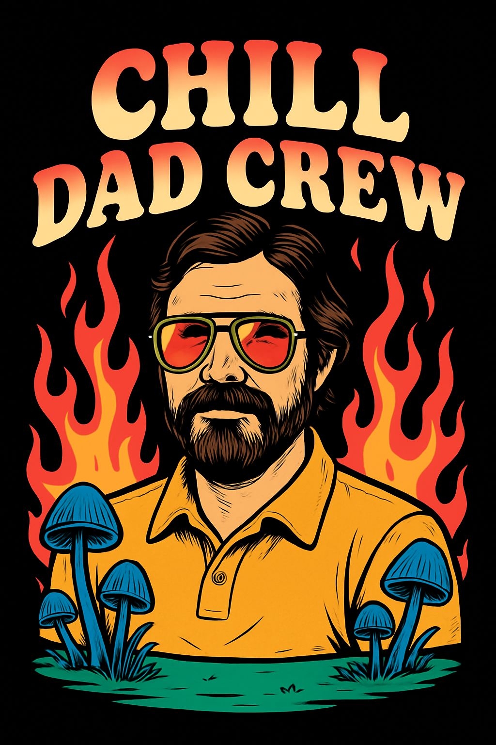 Retro Chill Dad Crew Illustration T-Shirt