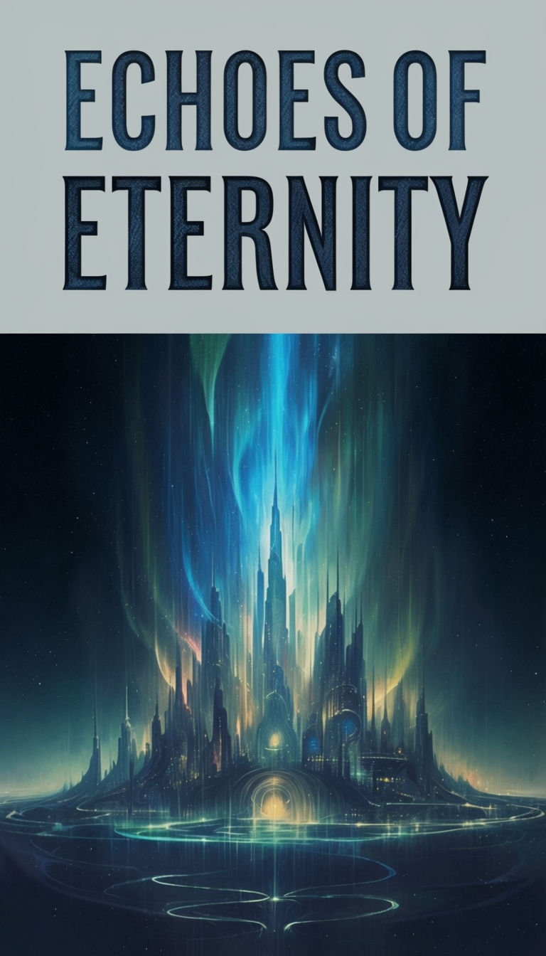 Ethereal Cityscape with Aurora Lights Art for Book Cover Design