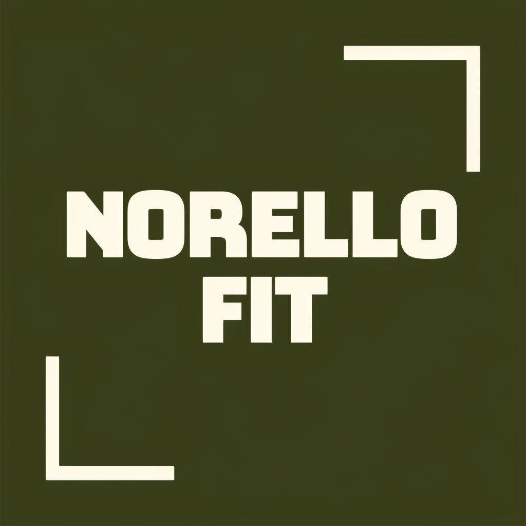 Modern Minimalist NORELLO FIT Logo on Olive Green Background