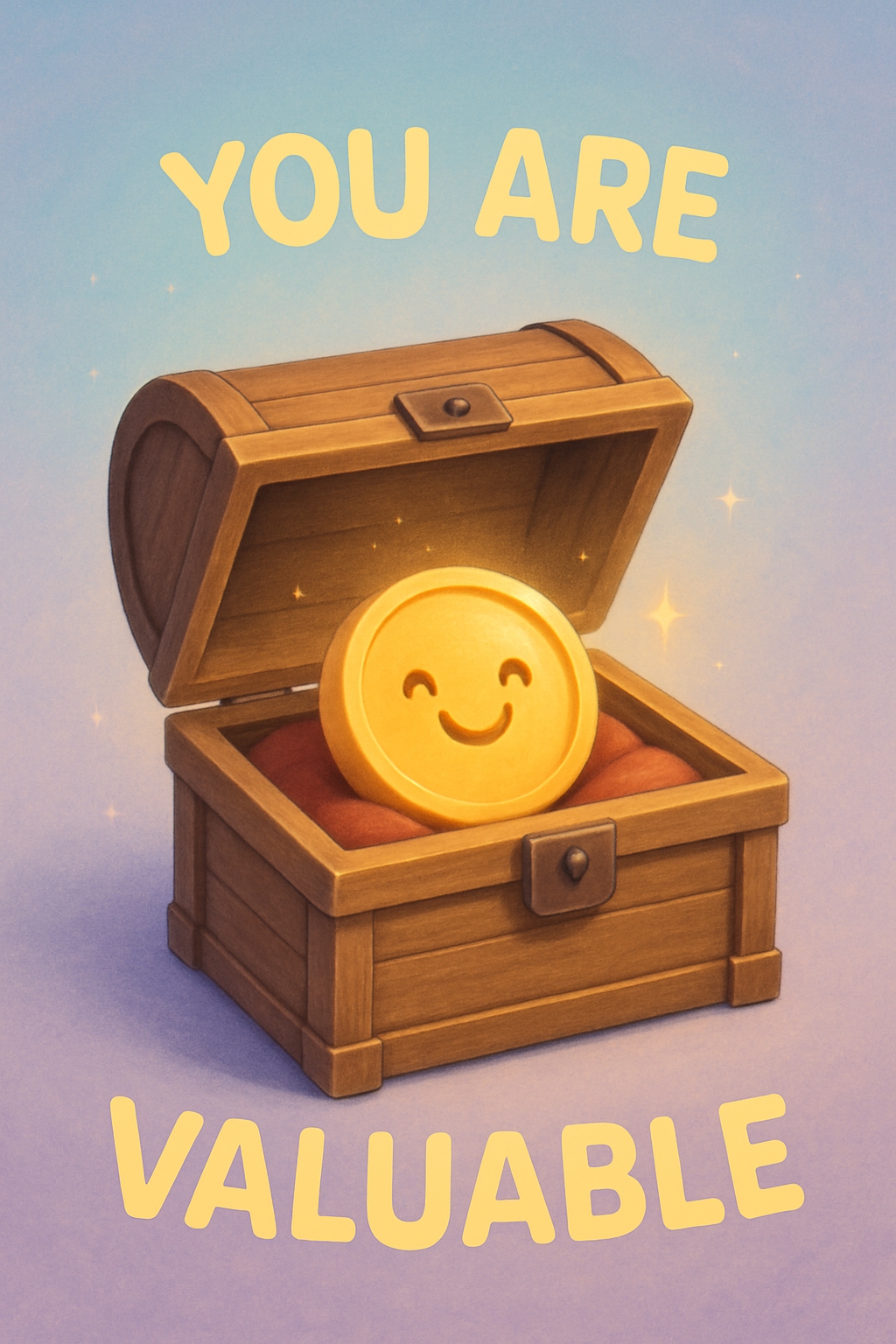 Golden Treasure Chest with You Are Valuable Quote Poster