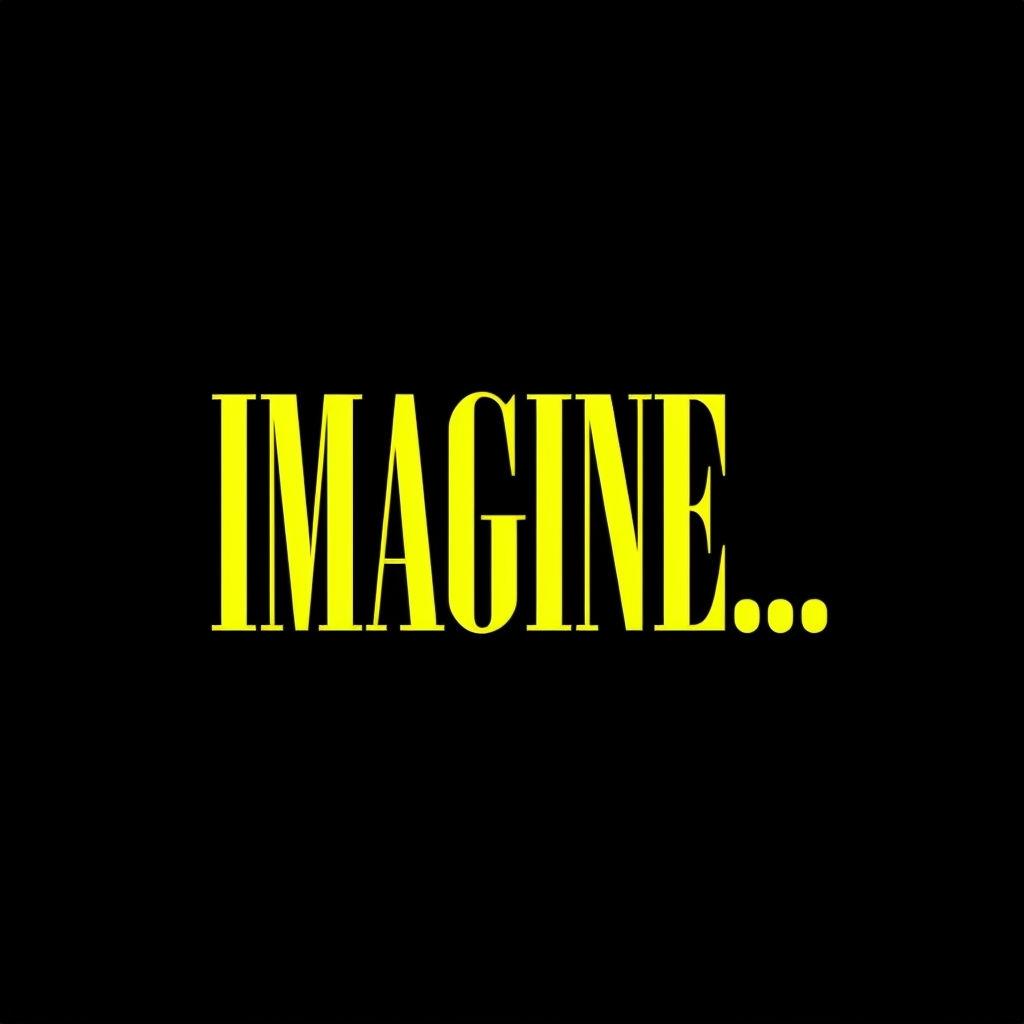 Bold Yellow IMAGINE Text Minimalist T-Shirt