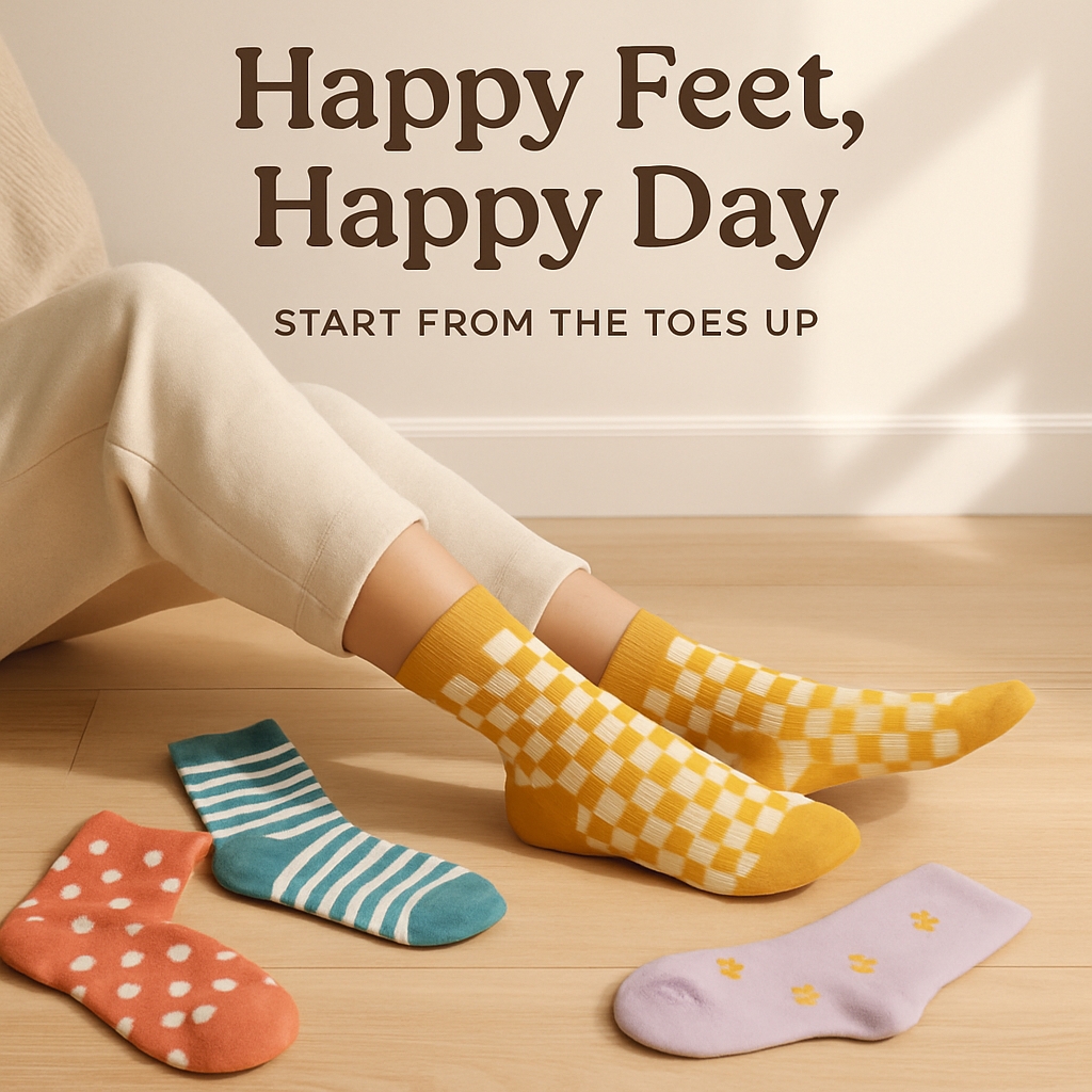 Happy Feet Colorful Socks Advertisement with Cheerful Mood Ads
