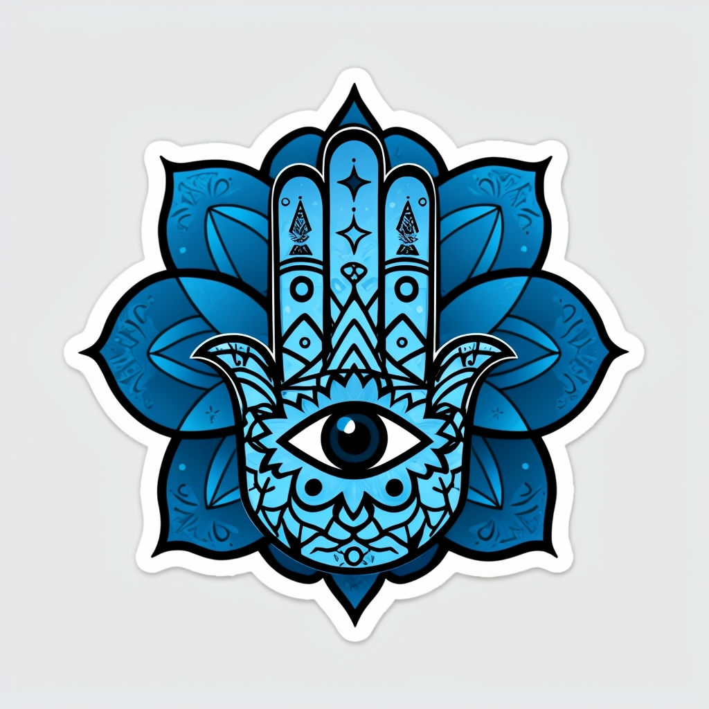 Decorative Hamsa and Lotus Flower Sticker Design 